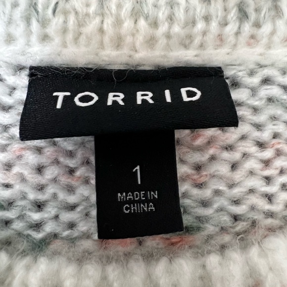 NWOT Torrid cute mock neck white peach green grey soft fuzzy sweater size 1X - Picture 12 of 16